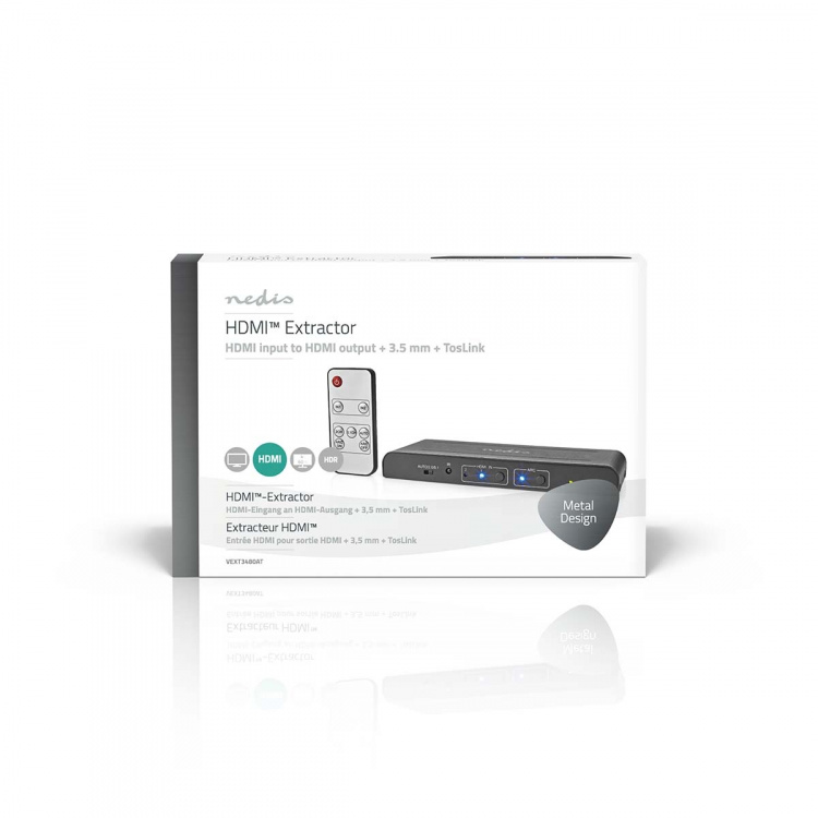 Nedis HDMI™ Erotin | 2x HDMI™ Input | TosLink Female / 1x 3.5 mm / 1x HDMI™ Output / 2x RCA | Maksimi kuvantarkkuus: 4K@60Hz | 18 Gbps | Metalli | Antrasiitti | Laatikko