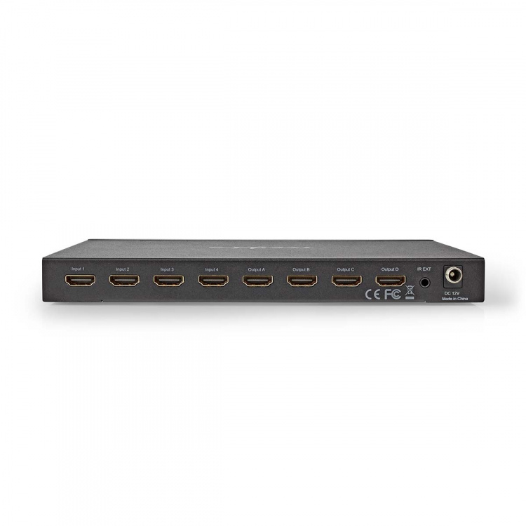 Nedis HDMI ™ Matriisi | 4x 4-Väylää port(s) | DC Power / 1x RS232 / 4x HDMI™ Input | 4x HDMI™ Output | 4K@60Hz | 18 Gbps | Kauko-ohjattu | Metalli | Musta Nedis HDMI ™ Matriisi | 4x 4-Väylää port(s) | DC Power / 1x RS232 / 4x HDMI™ Input | 4x HDMI™ Output | 4K@60Hz | 18 Gbps | Kauko-ohjattu | Metalli | Musta