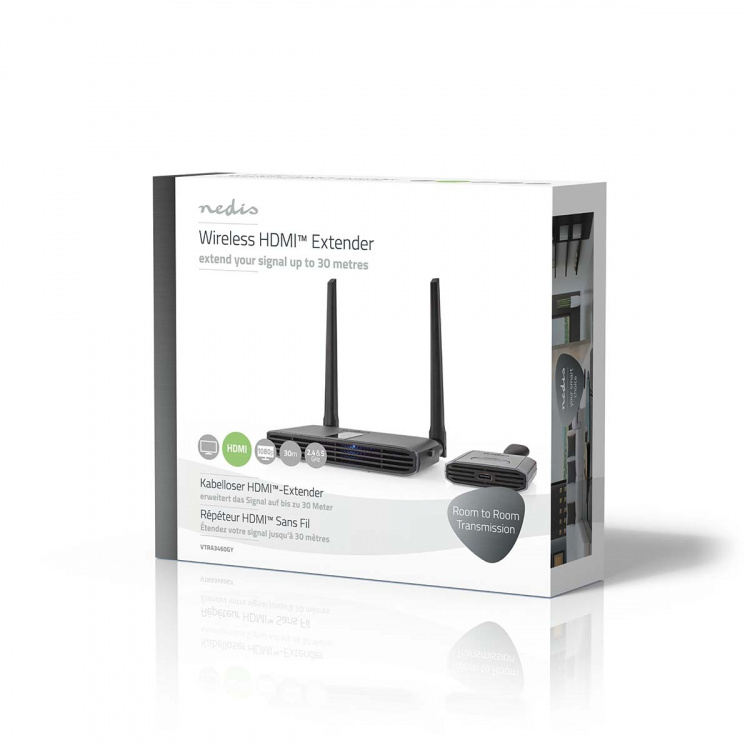 Nedis Langaton HDMI ™ lähetin | Wi-Fi | 2400-5000 MHz | 30m (suora näköyhteys) | Maksimi kuvantarkkuus: Full HD 1080p | 1.65 Gbps | ABS-Muovi | Harmaa Nedis Langaton HDMI ™ lähetin | Wi-Fi | 2400-5000 MHz | 30m (suora näköyhteys) | Maksimi kuvantarkkuus: Full HD 1080p | 1.65 Gbps | ABS-Muovi | Harmaa