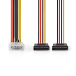 Nedis Sisäinen Virtakaapeli | Molex uros | 2x SATA 15-Pin naaras | Kullattu | 0.15 m | Pyöreä | PVC | Monivärinen | Laatikko Nedis Sisäinen Virtakaapeli | Molex uros | 2x SATA 15-Pin naaras | Kullattu | 0.15 m | Pyöreä | PVC | Monivärinen | Laatikko