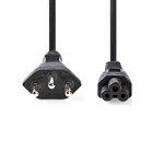 Nedis Sähköjohto | CH Type 12 | IEC-320-C5 | Suora | Suora | Niklattu | 2.00 m | Pyöreä | PVC | Musta | Label