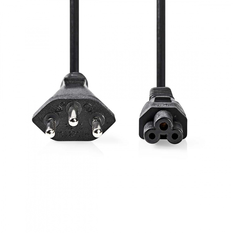 Nedis Sähköjohto | CH Type 12 | IEC-320-C5 | Suora | Suora | Niklattu | 2.00 m | Pyöreä | PVC | Musta | Label