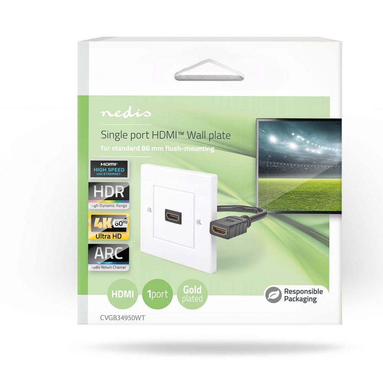 Nedis HDMI™ Seinärasia | 1x HDMI™ Female | 4K@60Hz | HDMI™ Ulostulo | Musta | 18 Gbps | Kullattu | Laatikko Nedis HDMI™ Seinärasia | 1x HDMI™ Female | 4K@60Hz | HDMI™ Ulostulo | Musta | 18 Gbps | Kullattu | Laatikko