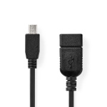 Nedis USB-sovitin | USB 2.0 | Mini 5-Pin Uros | USB-A Naaras | 480 Mbps | OTG | 0.20 m | Pyöreä | Niklattu | Musta | Laatikko