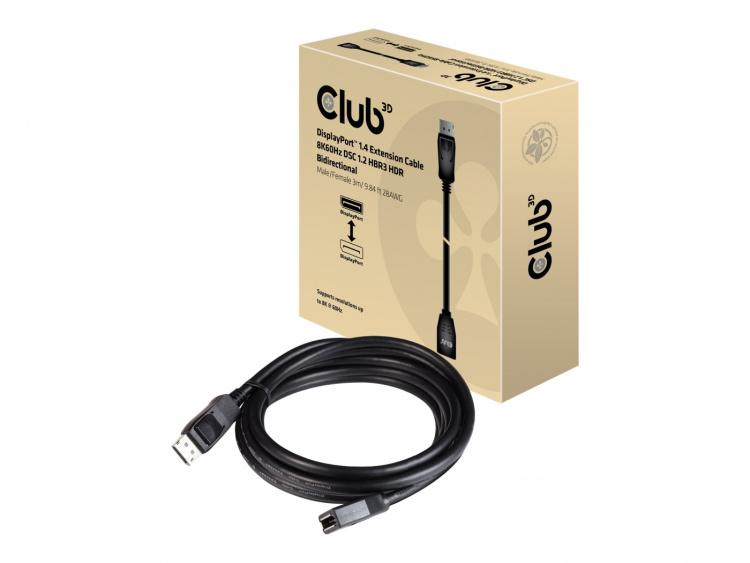 Club 3D 20-polig DisplayPort hona -> 20-polig DisplayPort hane hasp 3 m Club 3D 20-polig DisplayPort hona -> 20-polig DisplayPort hane hasp 3 m
