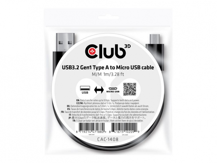 Club 3D USB 2.0 / USB 3.0 / USB 3.2 Gen 1 USB-kabel 1m Sort