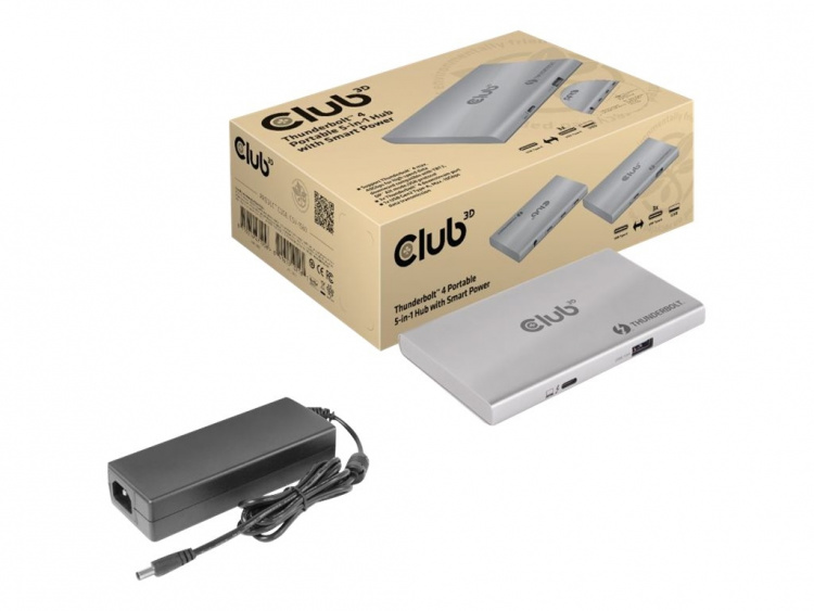 Club 3D Thunderbolt 4 Portable 5-in-1 Hub with Smart Power Dockingstation
