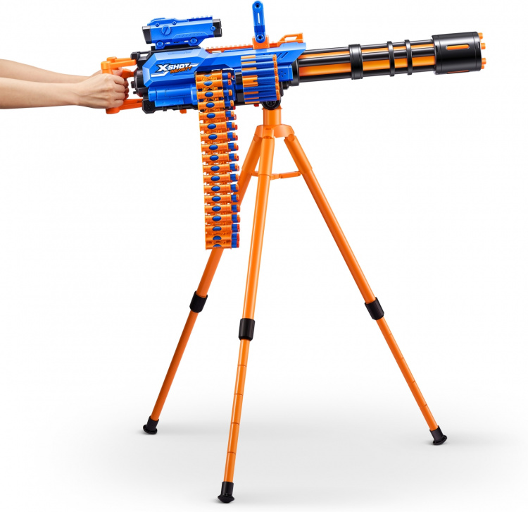 X-Shot Insanity-Motorized Age Fire Gatlin Gun with tripod - vaahtomuoviase