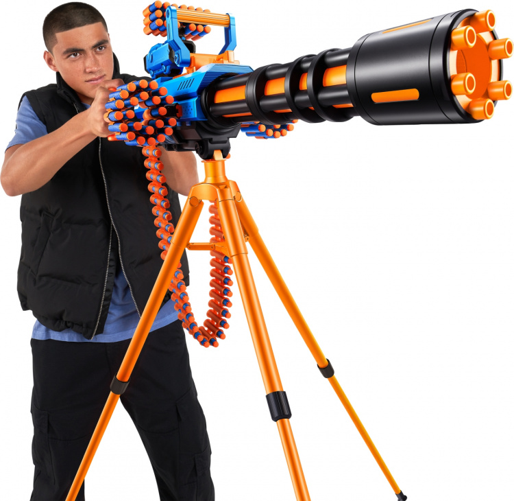 X-Shot Insanity-Motorized Age Fire Gatlin Gun with tripod - vaahtomuoviase