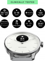 Withings Scanwatch Light -älykello, 37 mm, valkoinen / harmaa