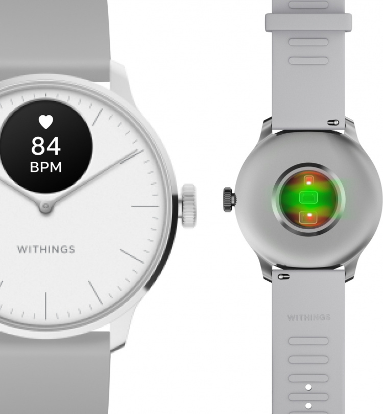 Withings Scanwatch Light -älykello, 37 mm, valkoinen / harmaa