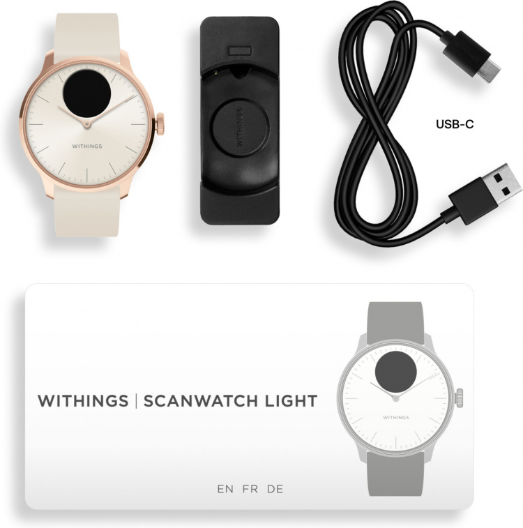 Withings Scanwatch Light -älykello, 37 mm, valkoinen / ruusukulta Withings Scanwatch Light -älykello, 37 mm, valkoinen / ruusukulta