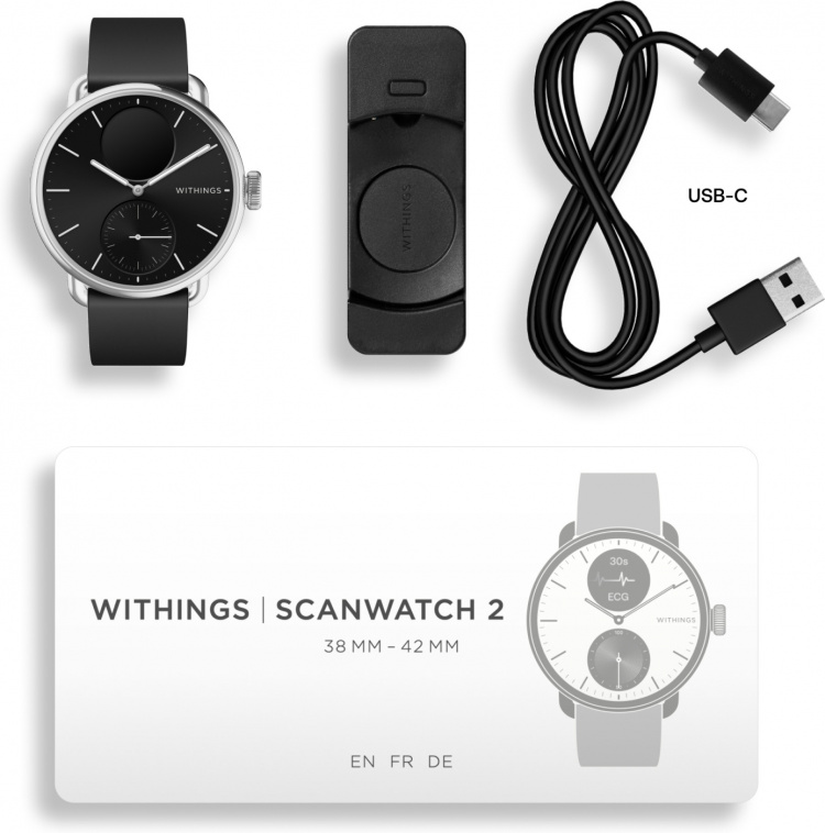 Withings Scanwatch 2 -älykello, 38 mm, musta