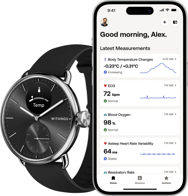 Withings Scanwatch 2 -älykello, 38 mm, musta