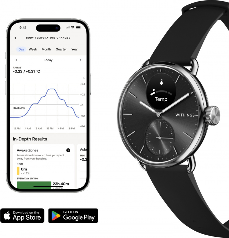 Withings Scanwatch 2 -älykello, 38 mm, musta