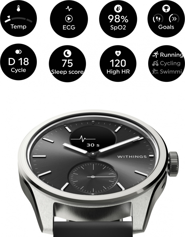 Withings Scanwatch 2 -älykello, 42 mm, musta Withings Scanwatch 2 -älykello, 42 mm, musta
