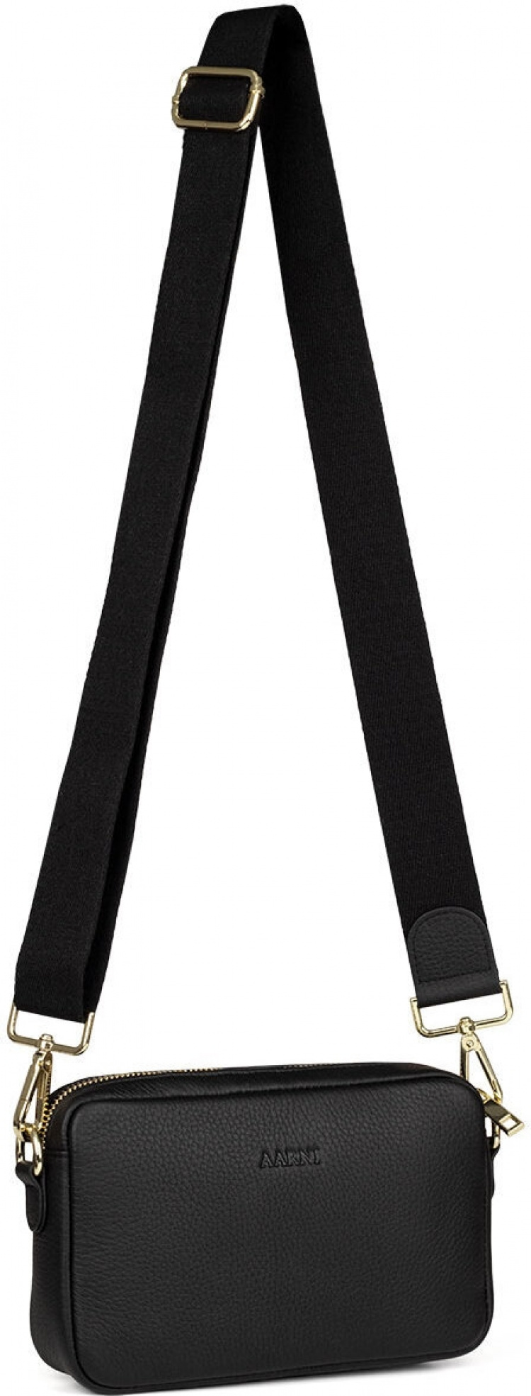 Aarni Crossbody Bag -olkalaukku, musta, hopea vetoketju