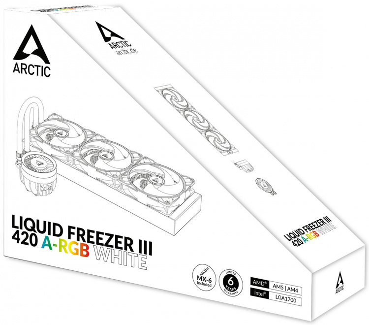 Arctic Cooling Arctic Liquid Freezer III 420 ARGB -nestejäähdytysjärjestelmä, valkoinen