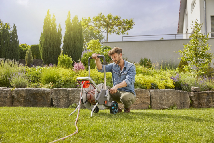 GARDENA CleverRoll M Easy Metal -letkuvaunu, 25 m Flex -letku