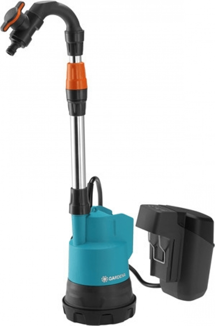 GARDENA 2000/2 18V P4A -sadevesipumppu, akku ja laturi
