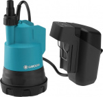 GARDENA 2000/2 18V P4A -uppopumppu, puhtaalle vedelle, akku ja laturi