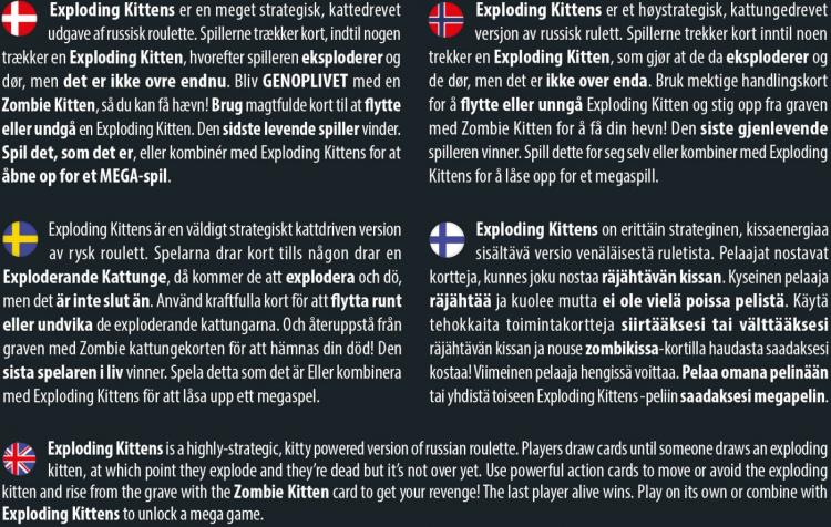 Exploding Kittens Zombie Kittens Nordic - korttipeli