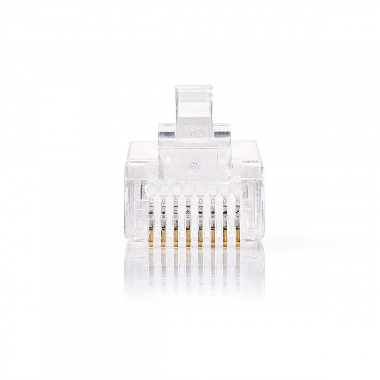 Nedis RJ45-liitin | Uros | Monisäikeinen UTP CAT5 | Suora | Kullattu | 10 kpl | Polycarbonate | Läpikuultava | Laatikko