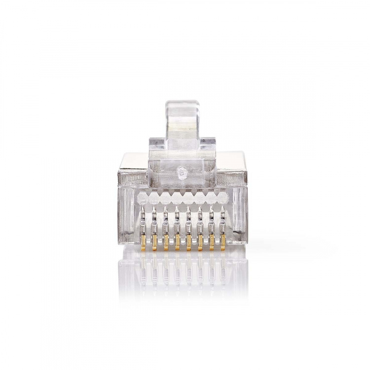 Nedis RJ45-liitin | Uros | Monisäikeinen STP CAT5 | Suora | Kullattu | 10 kpl | Polycarbonate | Läpikuultava | Laatikko
