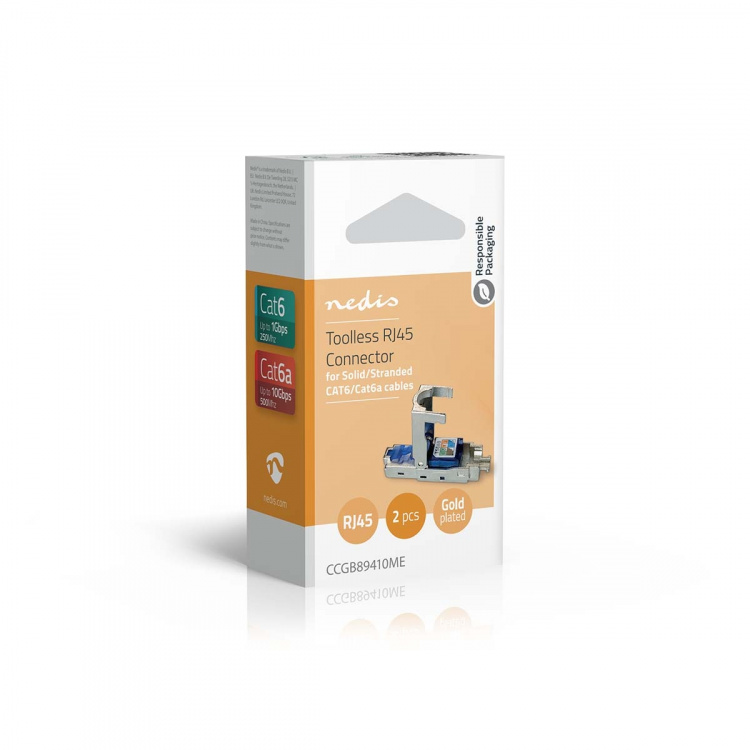 Nedis RJ45-liitin | Uros | CAT6 / CAT6a | Suora | Kullattu | 2 kpl | Metalli | Harmaa / Sininen | Laatikko Nedis RJ45-liitin | Uros | CAT6 / CAT6a | Suora | Kullattu | 2 kpl | Metalli | Harmaa / Sininen | Laatikko