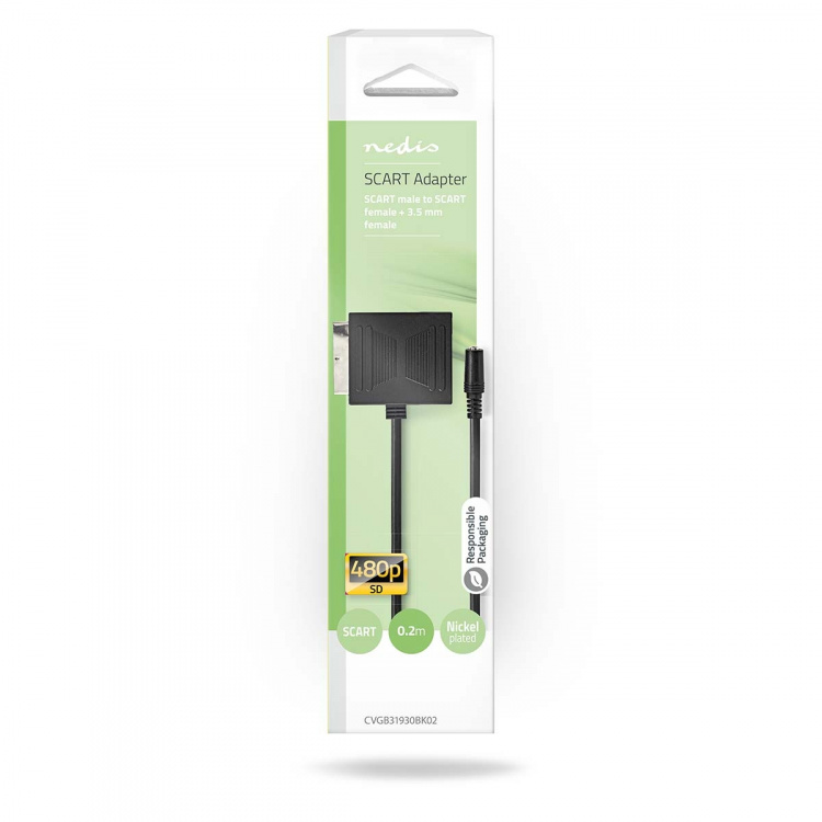 Nedis SCART-kaapeli | SCART Uros | SCART Naaras / 3.5 mm naaras | Niklattu | 480p | 0.20 m | Pyöreä | PVC | Musta | Laatikko Nedis SCART-kaapeli | SCART Uros | SCART Naaras / 3.5 mm naaras | Niklattu | 480p | 0.20 m | Pyöreä | PVC | Musta | Laatikko