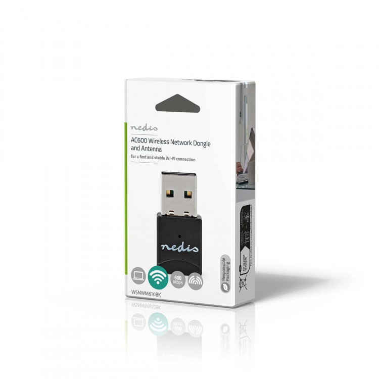 Nedis Verkkosovitin | Wi-Fi | AC600 | 2.4/5 GHz (Dual Band) | USB2.0 | Wi-Fi kokonaisnopeus: 600 Mbps | Windows 10 / Windows 11 / Windows 8 Nedis Verkkosovitin | Wi-Fi | AC600 | 2.4/5 GHz (Dual Band) | USB2.0 | Wi-Fi kokonaisnopeus: 600 Mbps | Windows 10 / Windows 11 / Windows 8