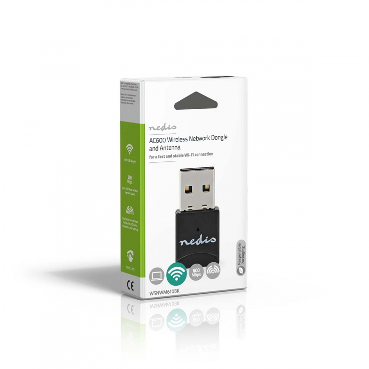 Nedis Verkkosovitin | Wi-Fi | AC600 | 2.4/5 GHz (Dual Band) | USB2.0 | Wi-Fi kokonaisnopeus: 600 Mbps | Windows 10 / Windows 11 / Windows 8 Nedis Verkkosovitin | Wi-Fi | AC600 | 2.4/5 GHz (Dual Band) | USB2.0 | Wi-Fi kokonaisnopeus: 600 Mbps | Windows 10 / Windows 11 / Windows 8