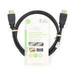 Nedis Premium High Speed HDMI ™ Kaapeli Ethernet | HDMI™ liitin | HDMI™ liitin | 4K@60Hz | 18 Gbps | 1.00 m | Pyöreä | PVC | Musta | Label Nedis Premium High Speed HDMI ™ Kaapeli Ethernet | HDMI™ liitin | HDMI™ liitin | 4K@60Hz | 18 Gbps | 1.00 m | Pyöreä | PVC | Musta | Label