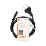 Nedis Sähköjohto | Euro Uros | IEC-320-C1 | Suora | Suora | Niklattu | 2.00 m | Pyöreä | ABS/PVC | Musta | Label