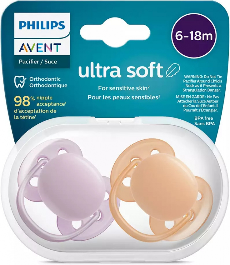 Philips Avent SCF091/33 Ultra Soft -tutit, 6-18 kk, 2 kpl, punertava Philips Avent SCF091/33 Ultra Soft -tutit, 6-18 kk, 2 kpl, punertava