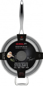 Heirol Pro Steelsafe -wokpannu, ruostumaton teräs + tarttumaton pinnoite, 28 cm