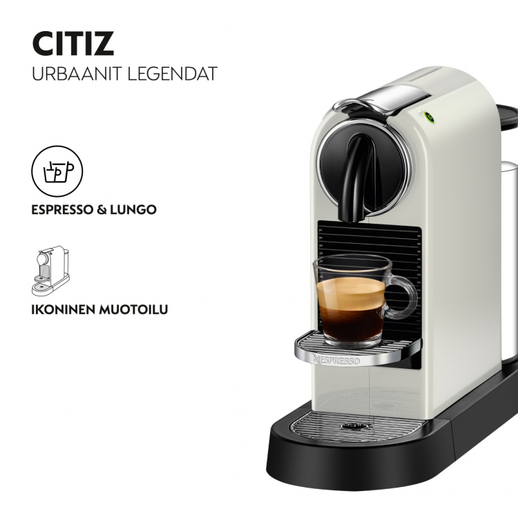 DeLonghi Nespresso Citiz -kapselikeitin, valkoinen DeLonghi Nespresso Citiz -kapselikeitin, valkoinen