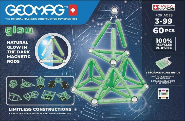 Geomag Glow Recycled -magneettirakennussarja, 60 osaa