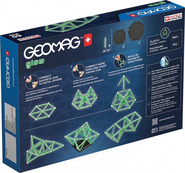 Geomag Glow Recycled -magneettirakennussarja, 60 osaa