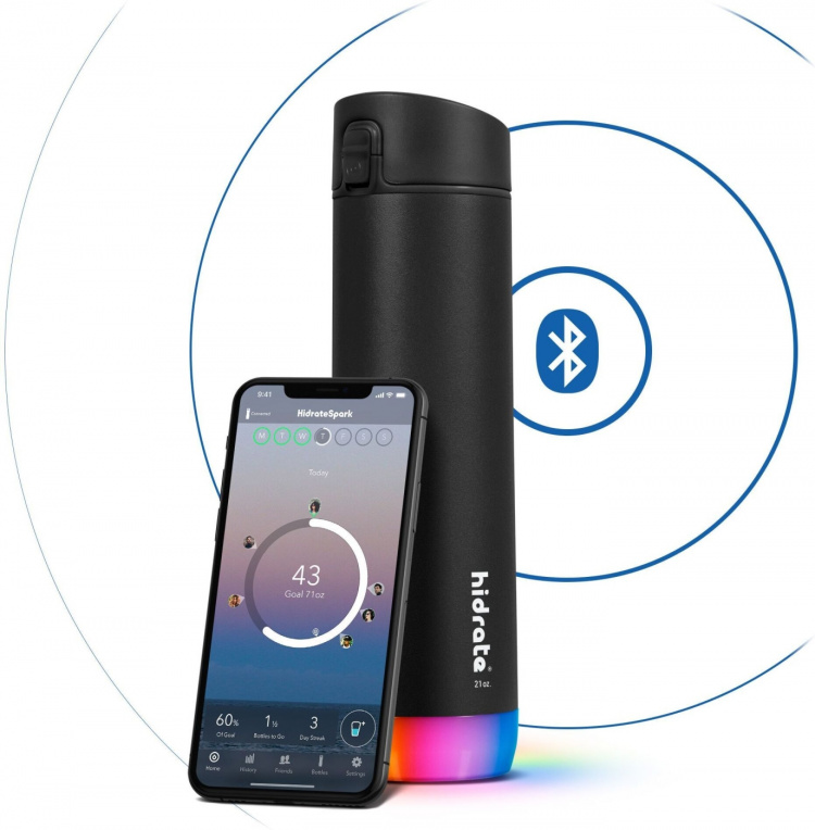 HidrateSpark PRO Chug -älyjuomapullo, 0,62 L, musta