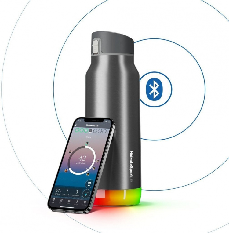 HidrateSpark PRO Chug -älyjuomapullo, 0,95 L, hopea