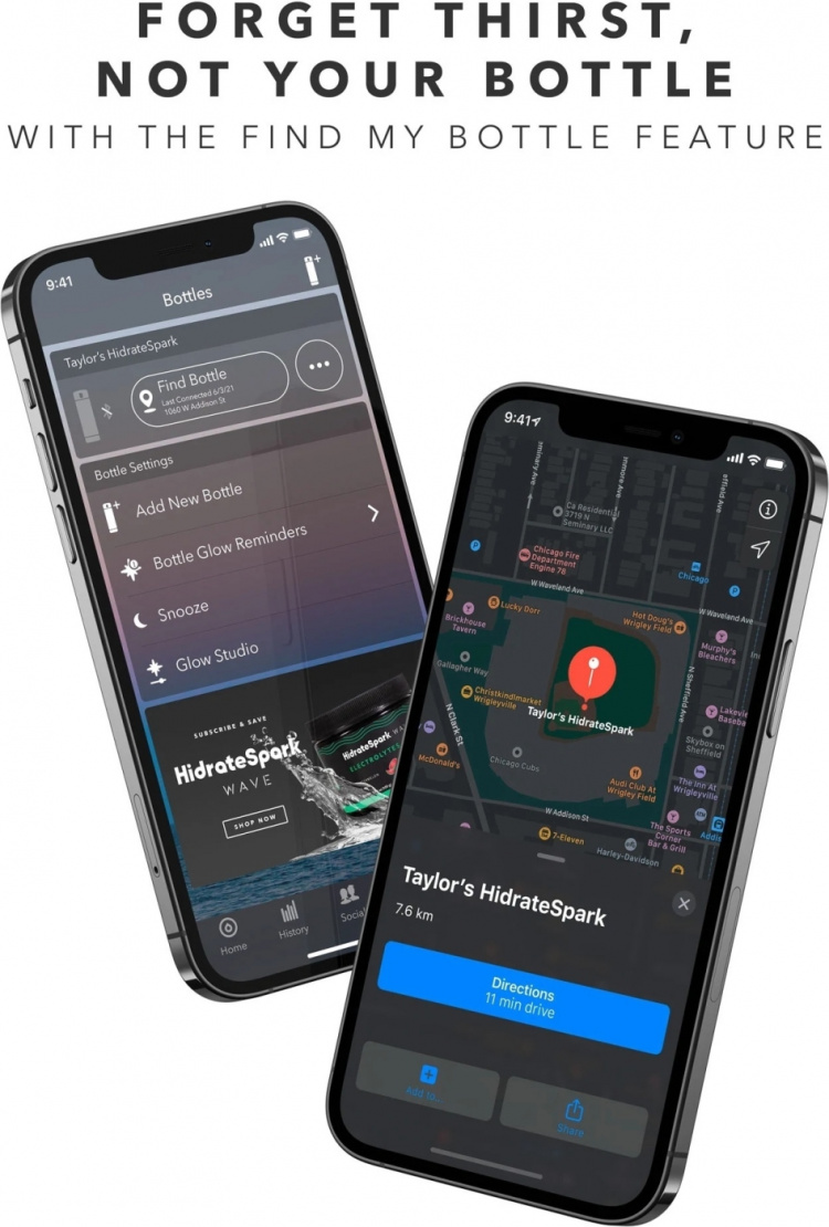 HidrateSpark PRO Chug -älyjuomapullo, 0,95 L, hopea