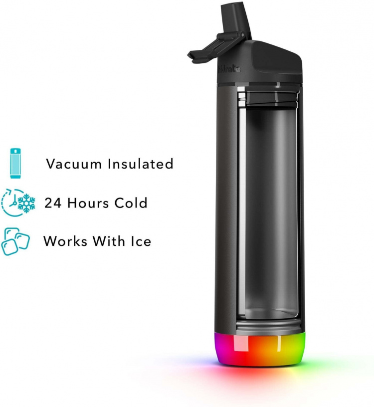 HidrateSpark PRO Straw -älyjuomapullo, 0,62 L, musta