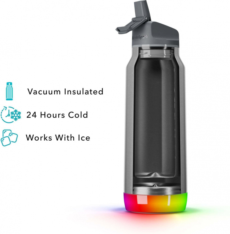 HidrateSpark PRO Straw -älyjuomapullo, 0,95 L, hopea