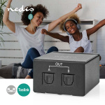 Nedis Digitaalinen Audiojakaja | Kaksisuuntainen | Audio- / video- / datayhteyksien syöttö: TosLink Female | Audio- / video- / datayhteyksien ulostulo: 2x TosLink | Painonappi | Metalli | Musta