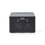 Nedis Digitaalinen Audiojakaja | Kaksisuuntainen | Audio- / video- / datayhteyksien syöttö: TosLink Female | Audio- / video- / datayhteyksien ulostulo: 2x TosLink | Painonappi | Metalli | Musta