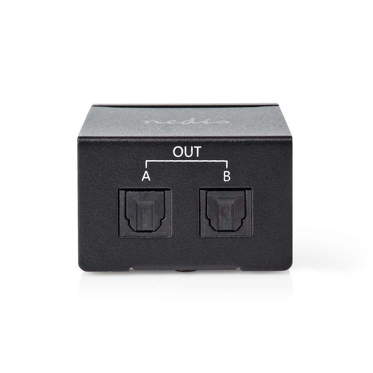 Nedis Digitaalinen Audiojakaja | Kaksisuuntainen | Audio- / video- / datayhteyksien syöttö: TosLink Female | Audio- / video- / datayhteyksien ulostulo: 2x TosLink | Painonappi | Metalli | Musta