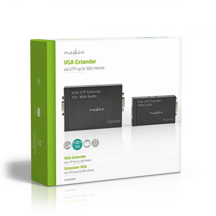 Nedis VGA jatkaja | VGA / Audio | Etäisyys enintään: 300 m | Cat5e / Cat6 | 1920x1200 | Euro/Tyyppi C (CEE 7/16) Nedis VGA jatkaja | VGA / Audio | Etäisyys enintään: 300 m | Cat5e / Cat6 | 1920x1200 | Euro/Tyyppi C (CEE 7/16)