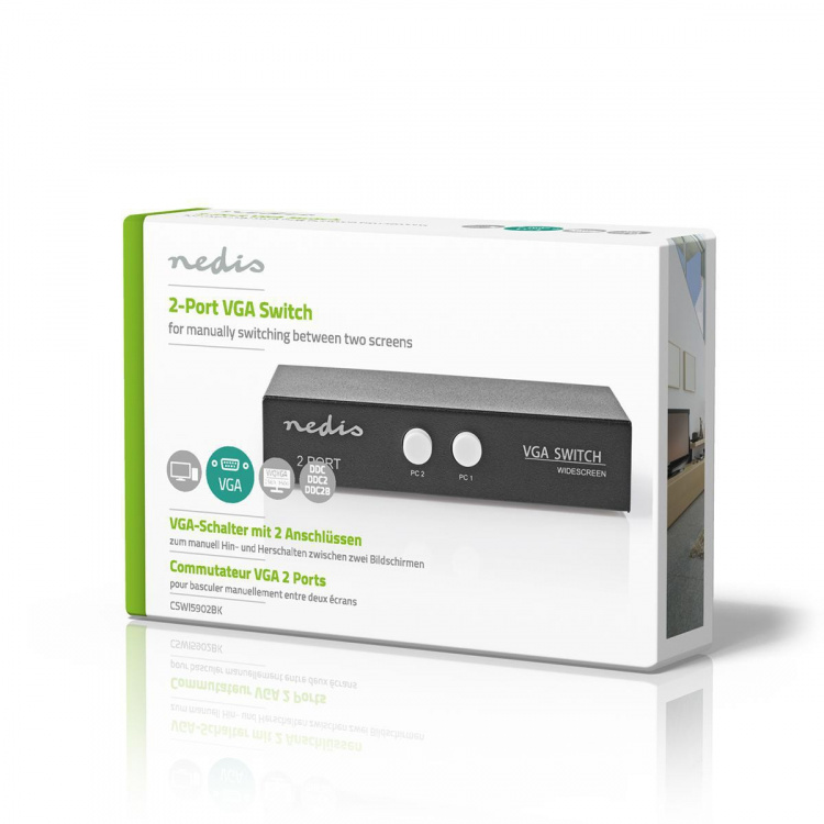 Nedis VGA kytkin | 2-Porttinen port(s) | Maksimi kuvantarkkuus: 2560x1600 | 500 mHz Nedis VGA kytkin | 2-Porttinen port(s) | Maksimi kuvantarkkuus: 2560x1600 | 500 mHz