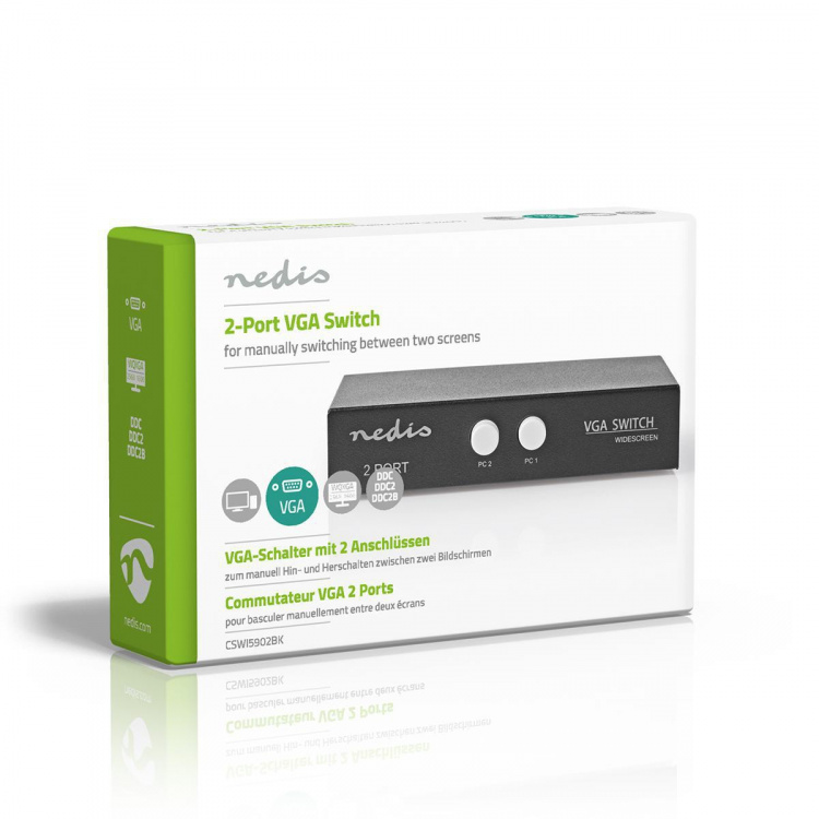 Nedis VGA kytkin | 2-Porttinen port(s) | Maksimi kuvantarkkuus: 2560x1600 | 500 mHz Nedis VGA kytkin | 2-Porttinen port(s) | Maksimi kuvantarkkuus: 2560x1600 | 500 mHz